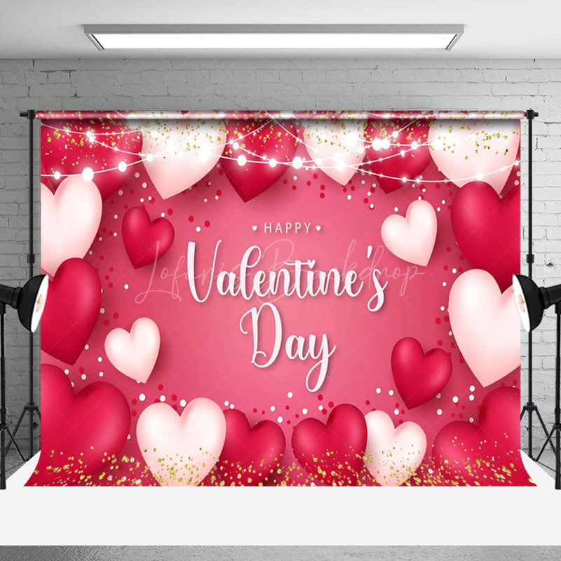 Lofaris Pink Heart Romantic Vibe Valentines Day Backdrop