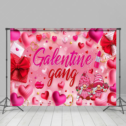 Lofaris Pink Hearts Gifts Glitter Galentine Gang Backdrop