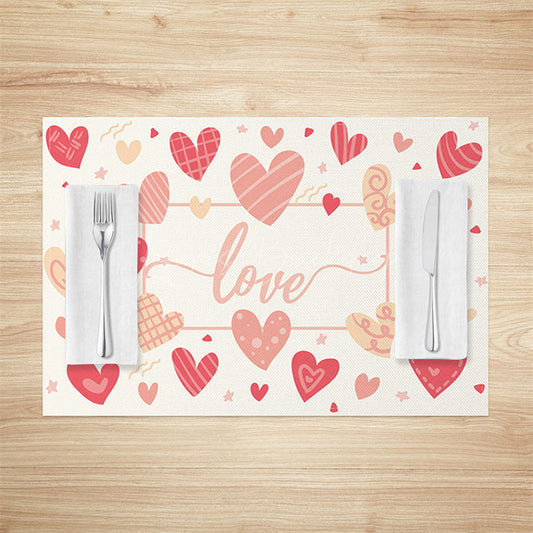 Lofaris Pink Hearts Love Valentines Day Set Of 4 Placemats