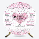 Lofaris Pink Hearts Tree Round Happy Graduation Backdrop