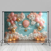 Lofaris Pink Hot Air Balloon Birthday Photography Backdrop