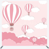 Lofaris Pink Hot Air Balloons Cloud Pillow Case Backdrop