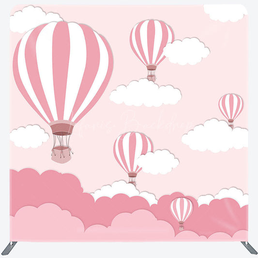 Lofaris Pink Hot Air Balloons Cloud Pillow Case Backdrop