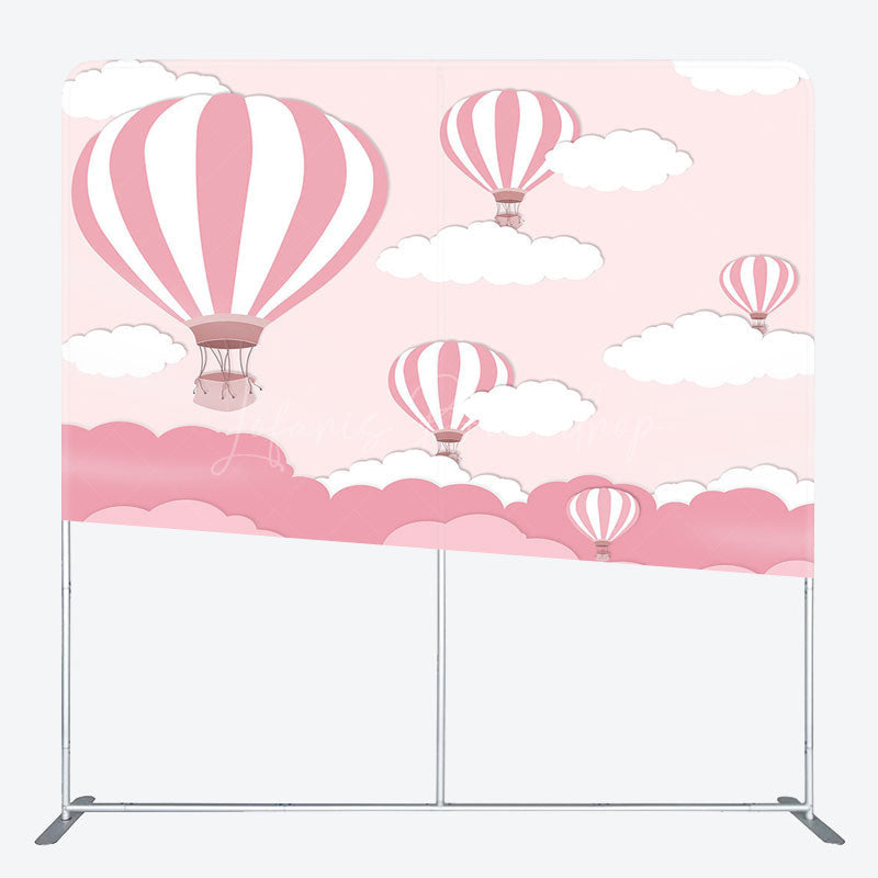 Lofaris Pink Hot Air Balloons Cloud Pillow Case Backdrop