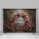 Lofaris Pink Hydrangea Arch Photography Backdrop in a Forest Painterly Floral Romantic Wedding Photo Background