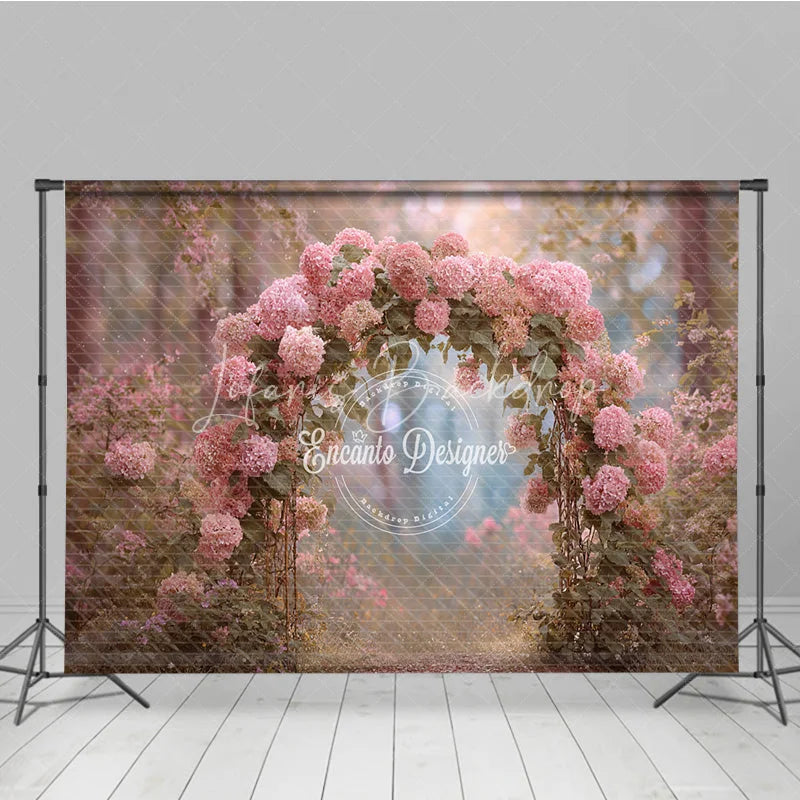 Lofaris Pink Hydrangea Floral Arch Backdrop Enchanted Forest Wedding Magical Garden Bridal Shower Photo Prop
