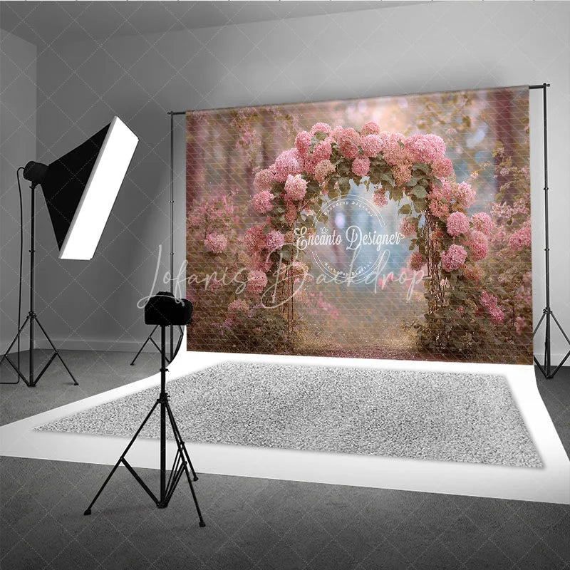 Lofaris Pink Hydrangea Floral Arch Backdrop Enchanted Forest Wedding Magical Garden Bridal Shower Photo Prop