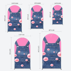 Lofaris Pink Jeans With Pearl Cartoon Birthday Arch Backdrop