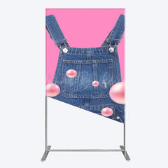 Lofaris Pink Jeans With Pearl Cartoon Birthday Rectangle Backdrop