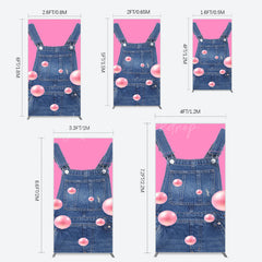 Lofaris Pink Jeans With Pearl Cartoon Birthday Rectangle Backdrop