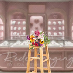 Lofaris Pink Jewelry Store Backdrop Elegant Boutique Display Romantic Photography Background for Valentine’s Day