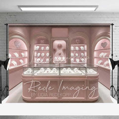 Lofaris Pink Jewelry Store Backdrop Elegant Boutique Display Romantic Photography Background for Valentine’s Day