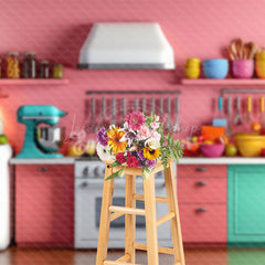 Lofaris Pink Kitchen Display Portrait Photo Backdrop