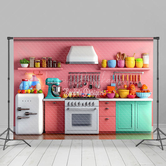 Lofaris Pink Kitchen Display Portrait Photo Backdrop