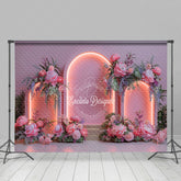 Lofaris Pink Light Arch Wall Romantic Floral Wedding Backdrop
