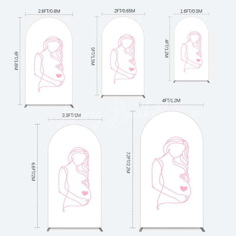 Lofaris Pink Lined Pregnant Woman Baby Shower Arch Backdrop