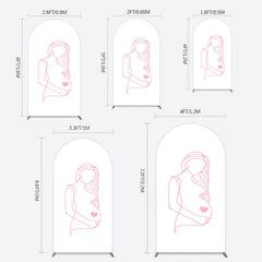 Lofaris Pink Lined Pregnant Woman Baby Shower Arch Backdrop