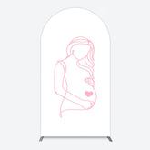 Lofaris Pink Lined Pregnant Woman Baby Shower Arch Backdrop