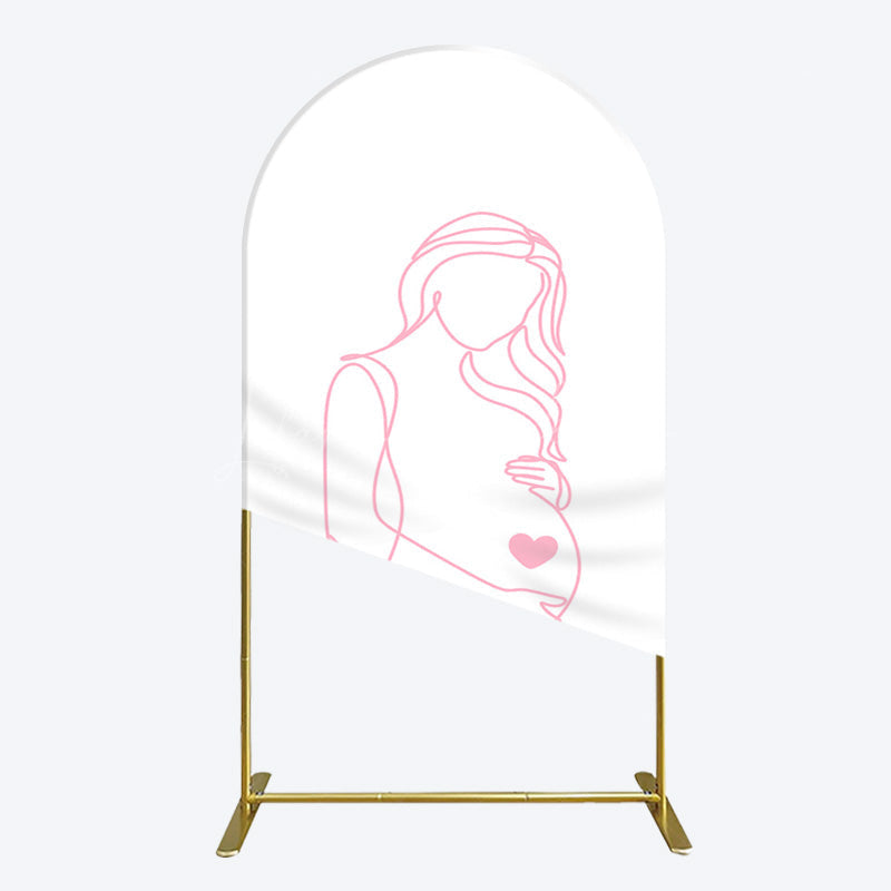 Lofaris Pink Lined Pregnant Woman Baby Shower Arch Backdrop