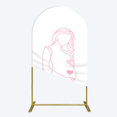 Lofaris Pink Lined Pregnant Woman Baby Shower Arch Backdrop