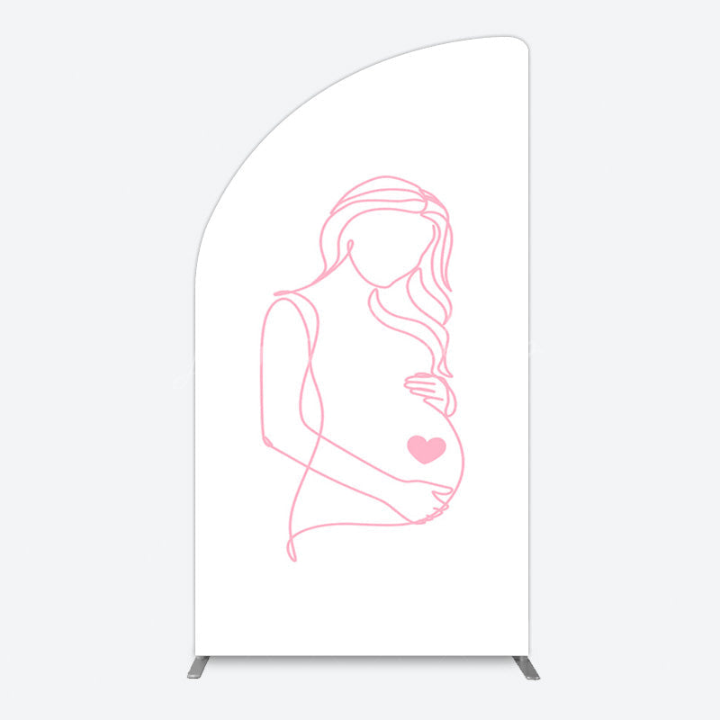 Lofaris Pink Lined Pregnant Woman Baby Shower Half Moon Arch Backdrop