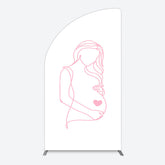 Lofaris Pink Lined Pregnant Woman Baby Shower Half Moon Arch Backdrop