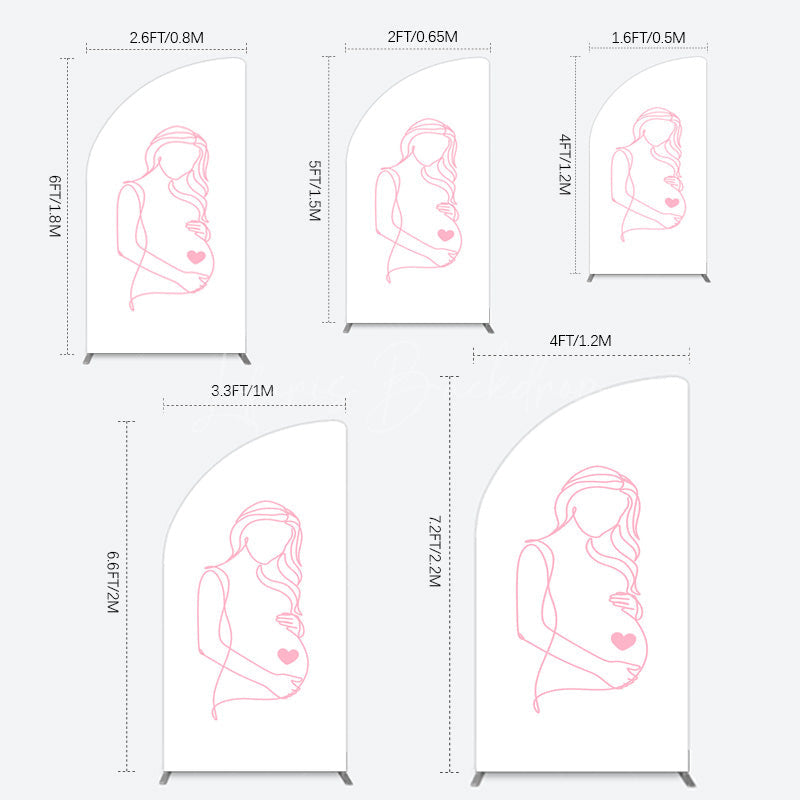 Lofaris Pink Lined Pregnant Woman Baby Shower Half Moon Arch Backdrop