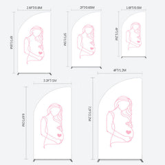 Lofaris Pink Lined Pregnant Woman Baby Shower Half Moon Arch Backdrop