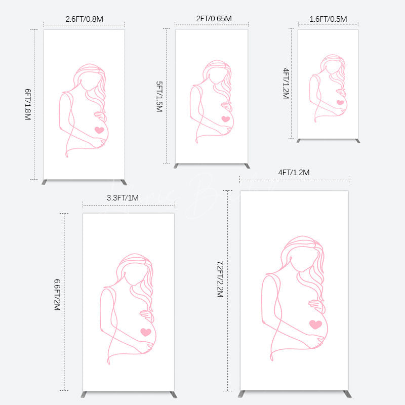Lofaris Pink Lined Pregnant Woman Baby Shower Rectangle Backdrop