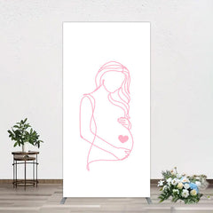 Lofaris Pink Lined Pregnant Woman Baby Shower Rectangle Backdrop