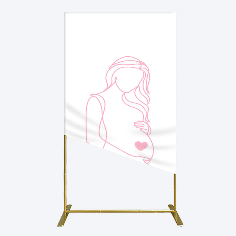 Lofaris Pink Lined Pregnant Woman Baby Shower Rectangle Backdrop