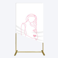 Lofaris Pink Lined Pregnant Woman Baby Shower Rectangle Backdrop