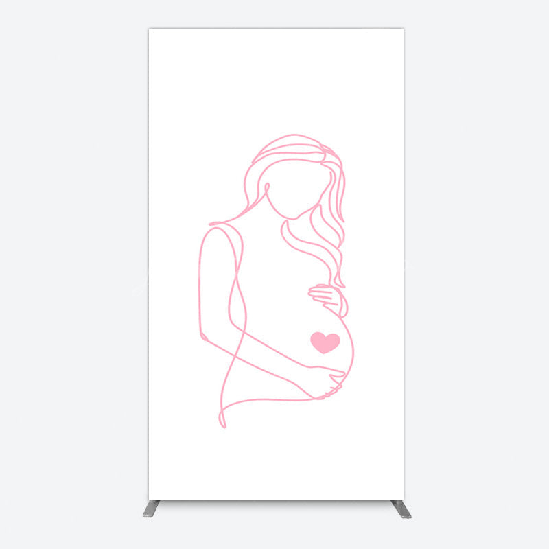 Lofaris Pink Lined Pregnant Woman Baby Shower Rectangle Backdrop
