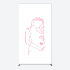 Lofaris Pink Lined Pregnant Woman Baby Shower Rectangle Backdrop