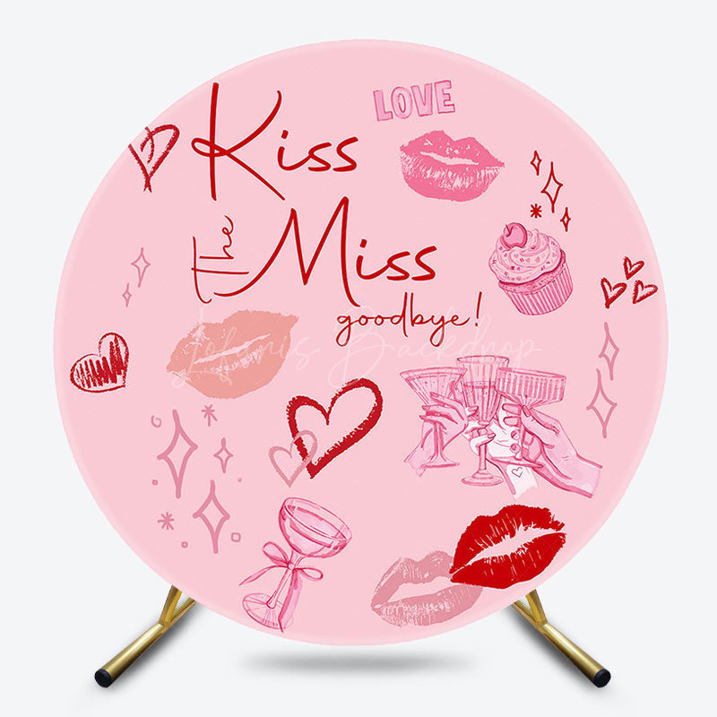 Lofaris Pink Lip Kiss Miss Goodbye Round Bridal Shower Backdrop