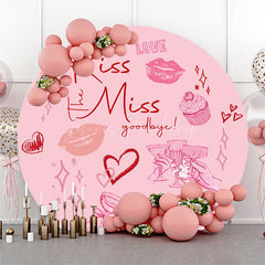Lofaris Pink Lip Kiss Miss Goodbye Round Bridal Shower Backdrop
