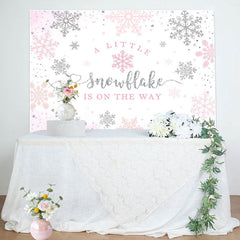 Lofaris Pink Little Snowflake Winter Baby Shower Backdrop
