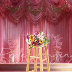 Lofaris Pink Luxury Ballroom Stage Wedding Photo Backdrop
