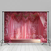 Lofaris Pink Luxury Ballroom Stage Wedding Photo Backdrop