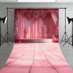 Lofaris Pink Luxury Ballroom Stage Wedding Sweep Backdrop