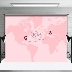 Lofaris Pink Map Airplane Love Is In The Air Wedding Backdrop