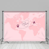 Lofaris Pink Map Airplane Love Is In The Air Wedding Backdrop