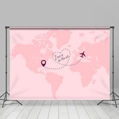Lofaris Pink Map Airplane Love Is In The Air Wedding Backdrop