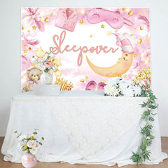 Lofaris Pink Masquerade Moon Light Bear Sleepover Backdrop