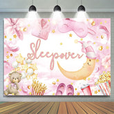 Lofaris Pink Masquerade Moon Light Bear Sleepover Backdrop