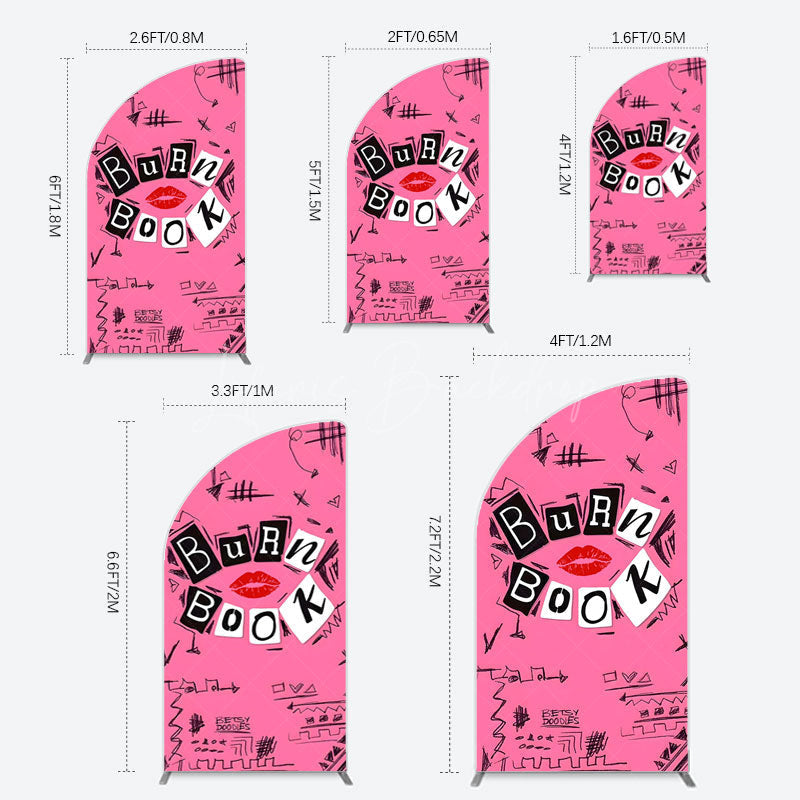 Lofaris Pink Mean Girls Burn Book Birthday Half Moon Arch Backdrop