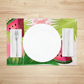 Lofaris Pink Melon Palm Leaves Monstera Set of 4 Placemats