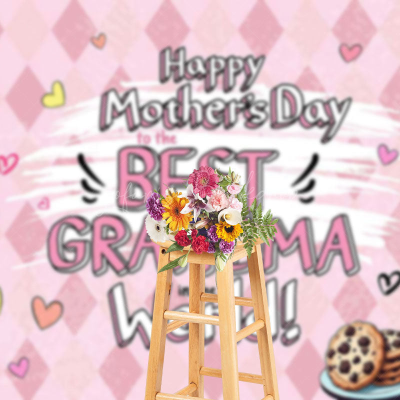 Lofaris Pink Milk Cookie Best Grandma Mothers Day Backdrop