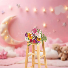 Lofaris Pink Moon Clouds Princess Girl Cake Smash Backdrop