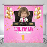 Lofaris Pink Office Baby Custom Photo 1st Birthday Backdrop